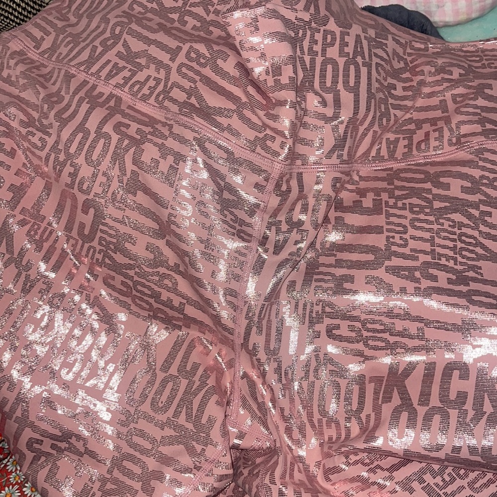 Kids Metallic Pink Graphic Leggings